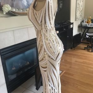 V Neck Sequin Maxi  Dress